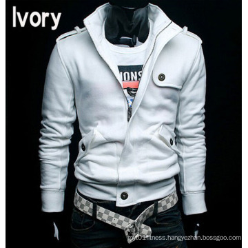 Fashion 100% Cotton Stand Collar Fashion Casual Men′s Fleece Jacket